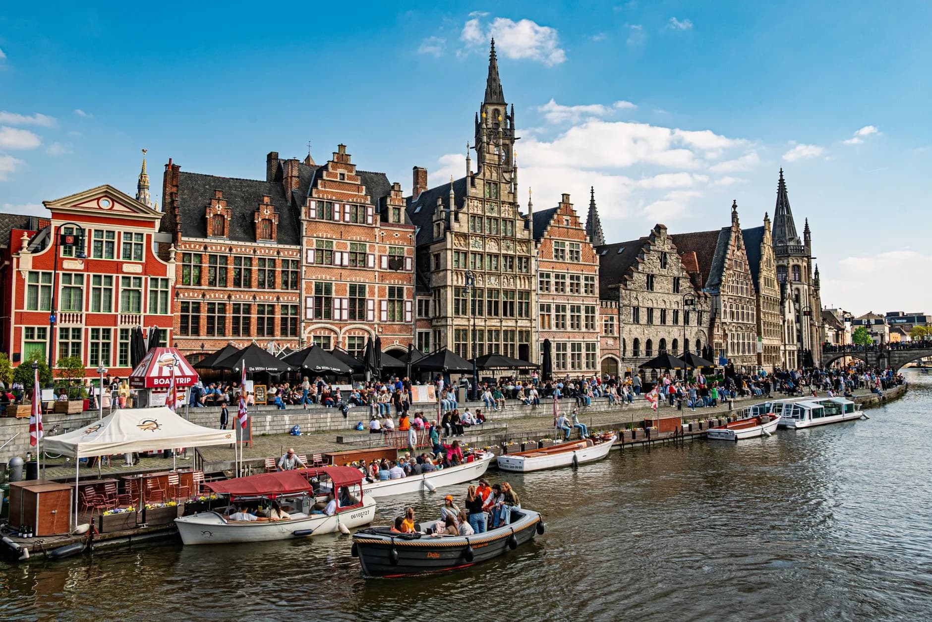 Ghent — The medieval towers along Ghent's Graslei