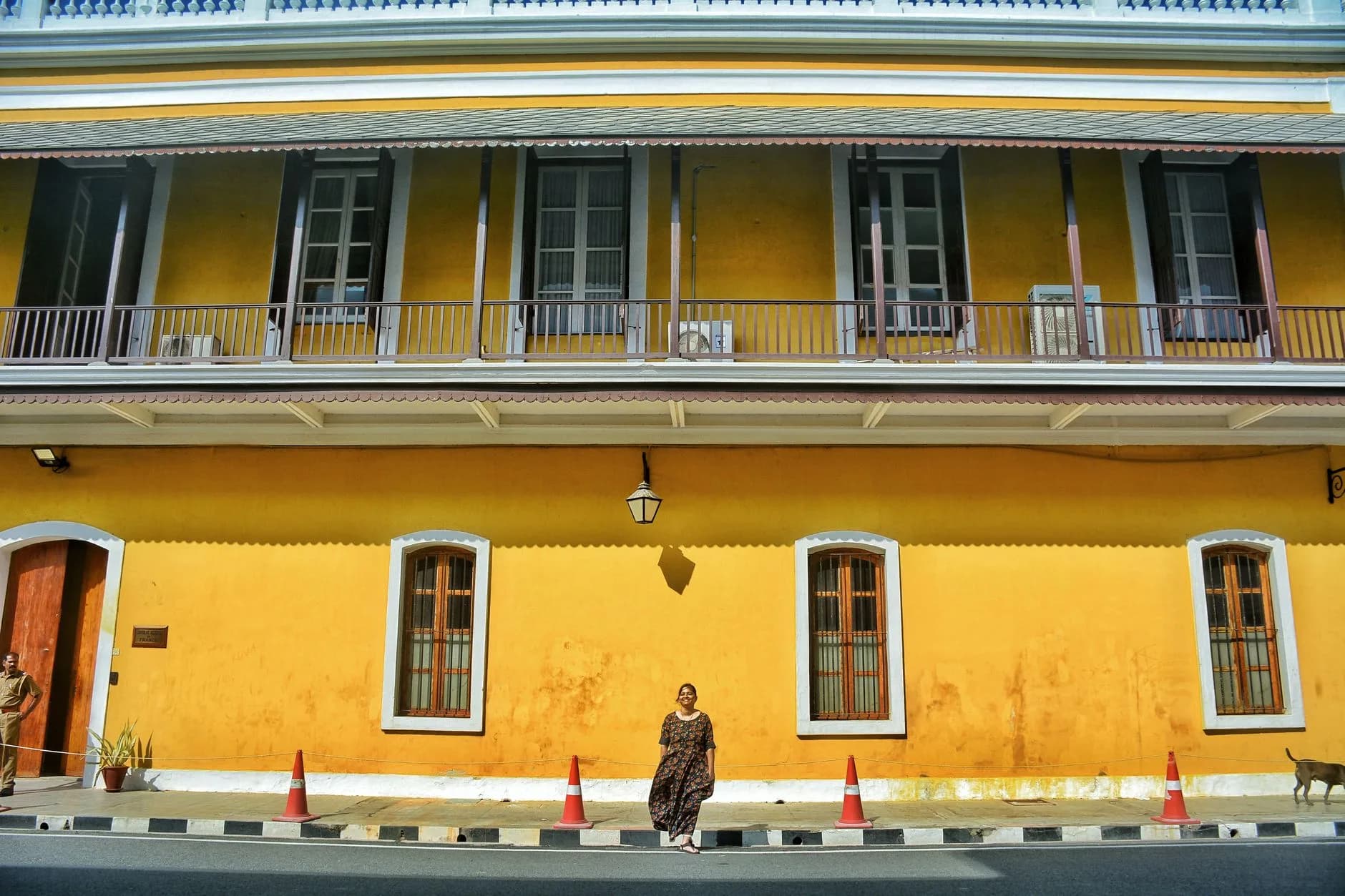 Pondicherry — A colourful French-quarter street in Pondicherry