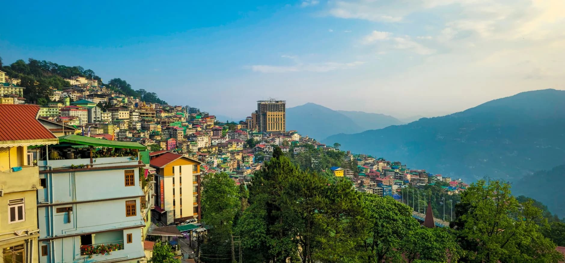 Gangtok — Gangtok hillside town with Himalayan views